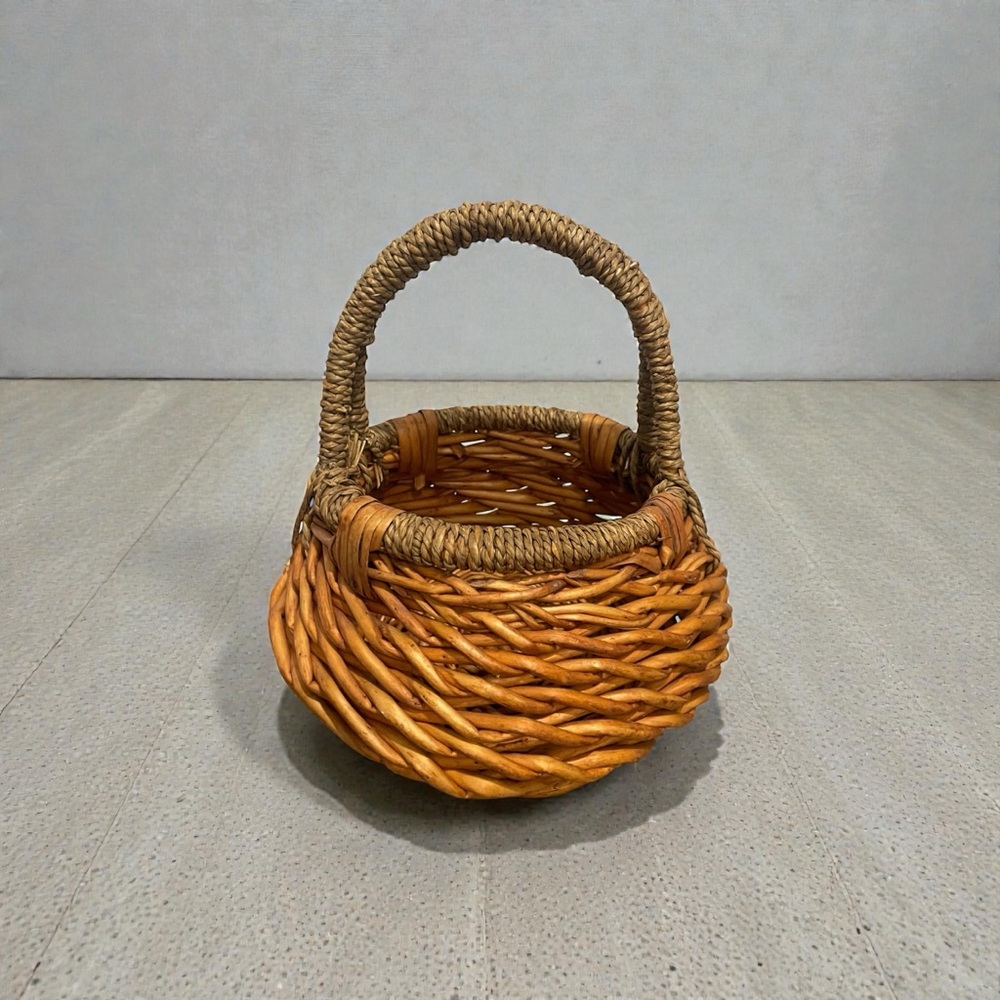 Rustic Woven Basket with Handle